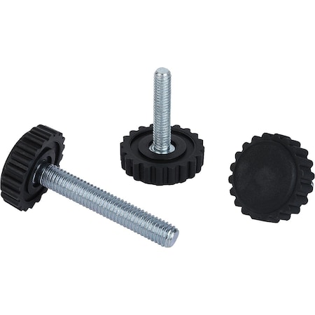 Levelling Foot W. Knurled Plate M05X40, D=28,5, Polyamide, Comp:Steel